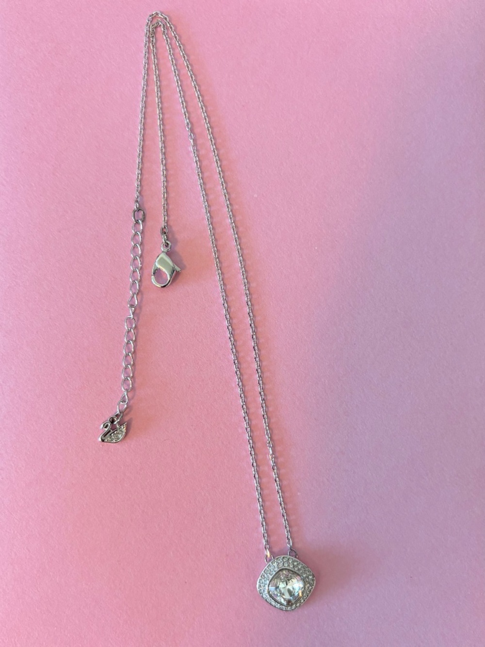 Swarovski Square Crystal Pendant Necklace Adjustable